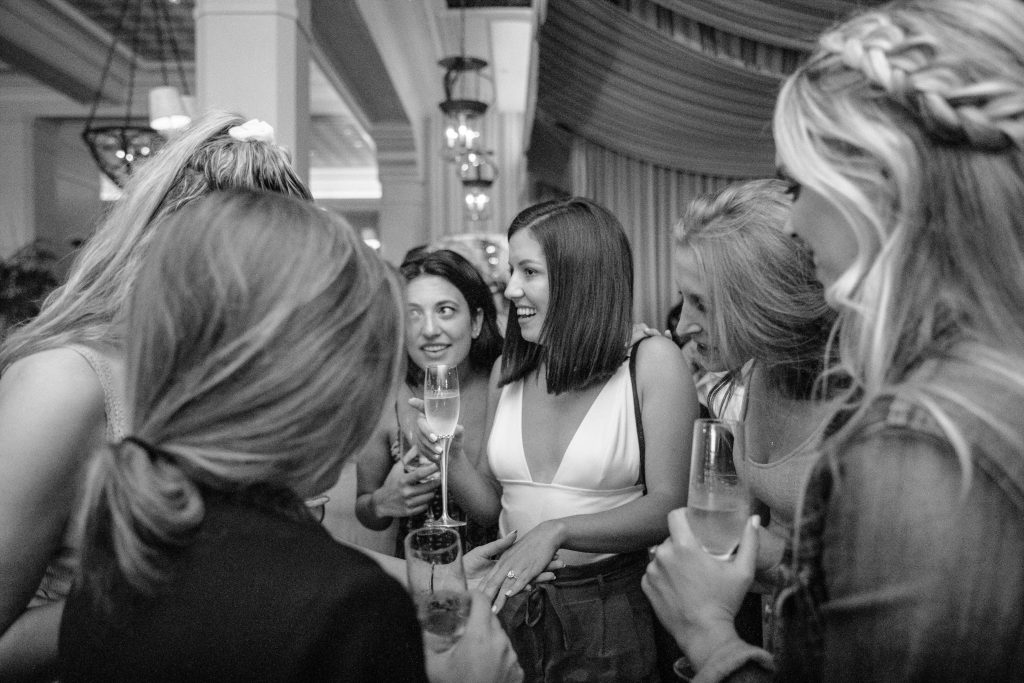 bride shows off her new ring