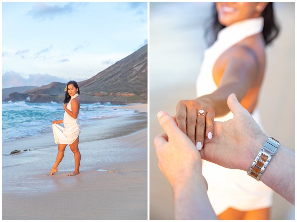 Sandy Beach Engagement Session sky and reef photography