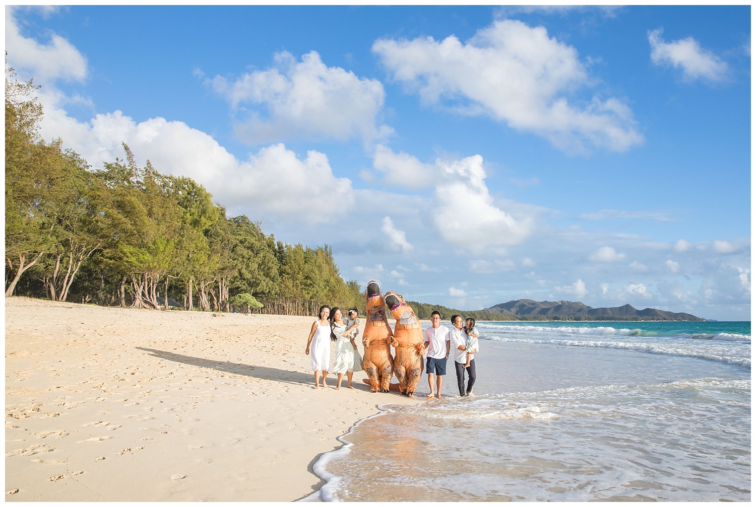 Waimanalo Beach family portraits sky and reef photography