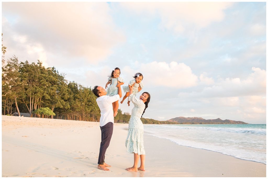 Waimanalo Beach family portraits sky and reef photography