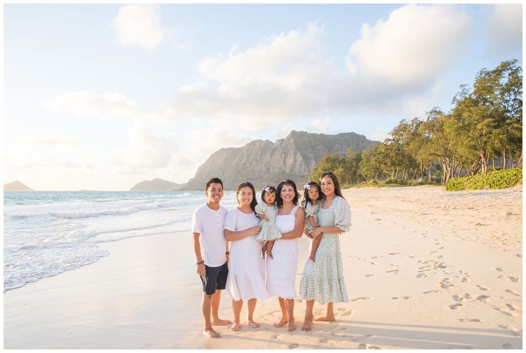 Waimanalo Beach family portraits sky and reef photography