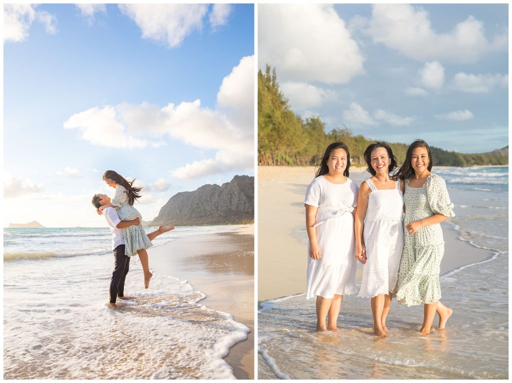 Waimanalo Beach family portraits sky and reef photography