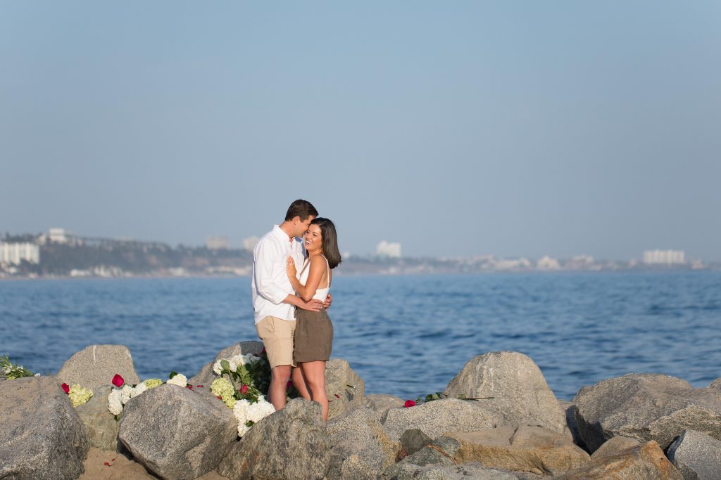 happy proposal on beach