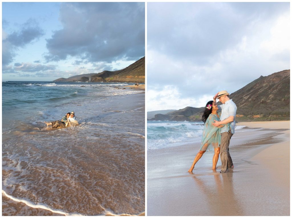 Sandy Beach Engagement Session sky and reef photography