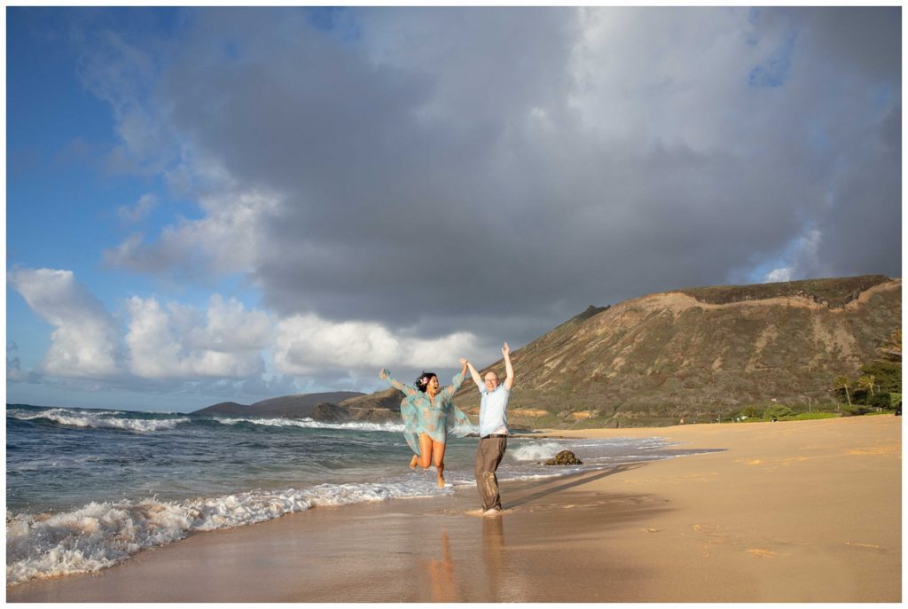 Sandy Beach Engagement Session sky and reef photography